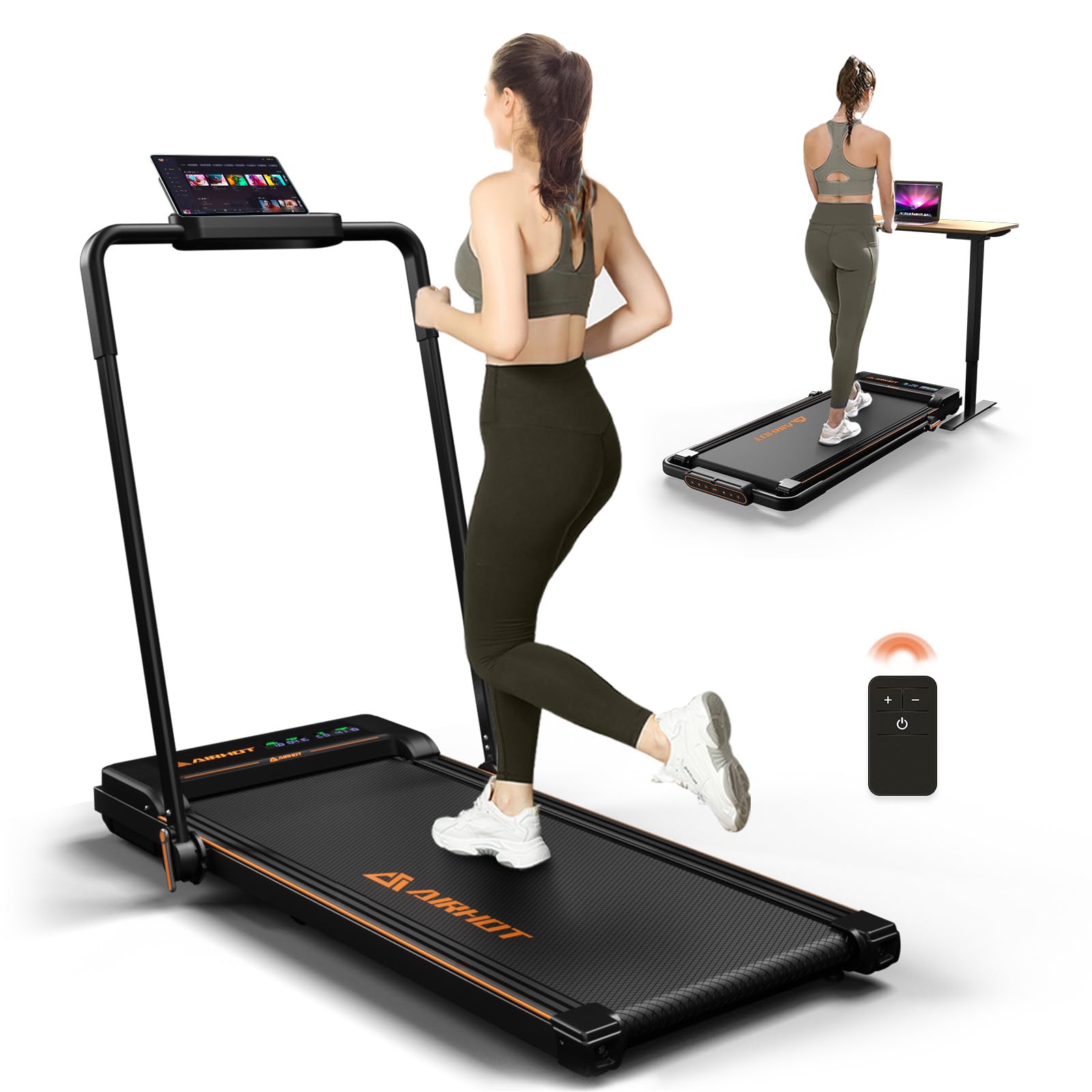 2.5HP Under Desk Treadmill with Remote Control & LED Display - Quiet Walking Pad for Home Office, Compact Space - Portable Treadmill for Work from Home & Small Apartments - Perfect for Exercise While Working or Watching TV