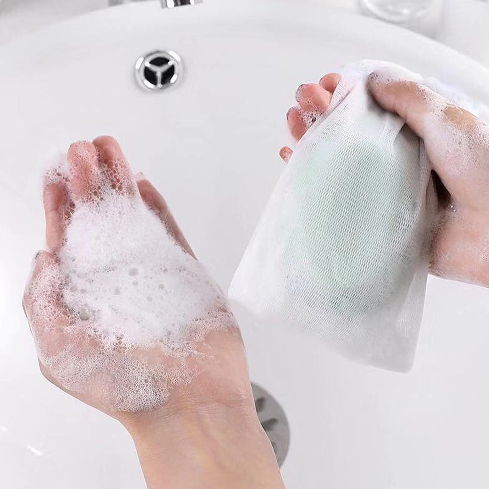 Mozeat 30-Pack Exfoliating Mesh Soap Saver Pouches with Drawstring - Reusable Soap Bags for Handmade Soap, Bath & Shower | Creates Rich Lather, Extends Soap Life, Perfect for Travel & Eco-Friendly Bathing