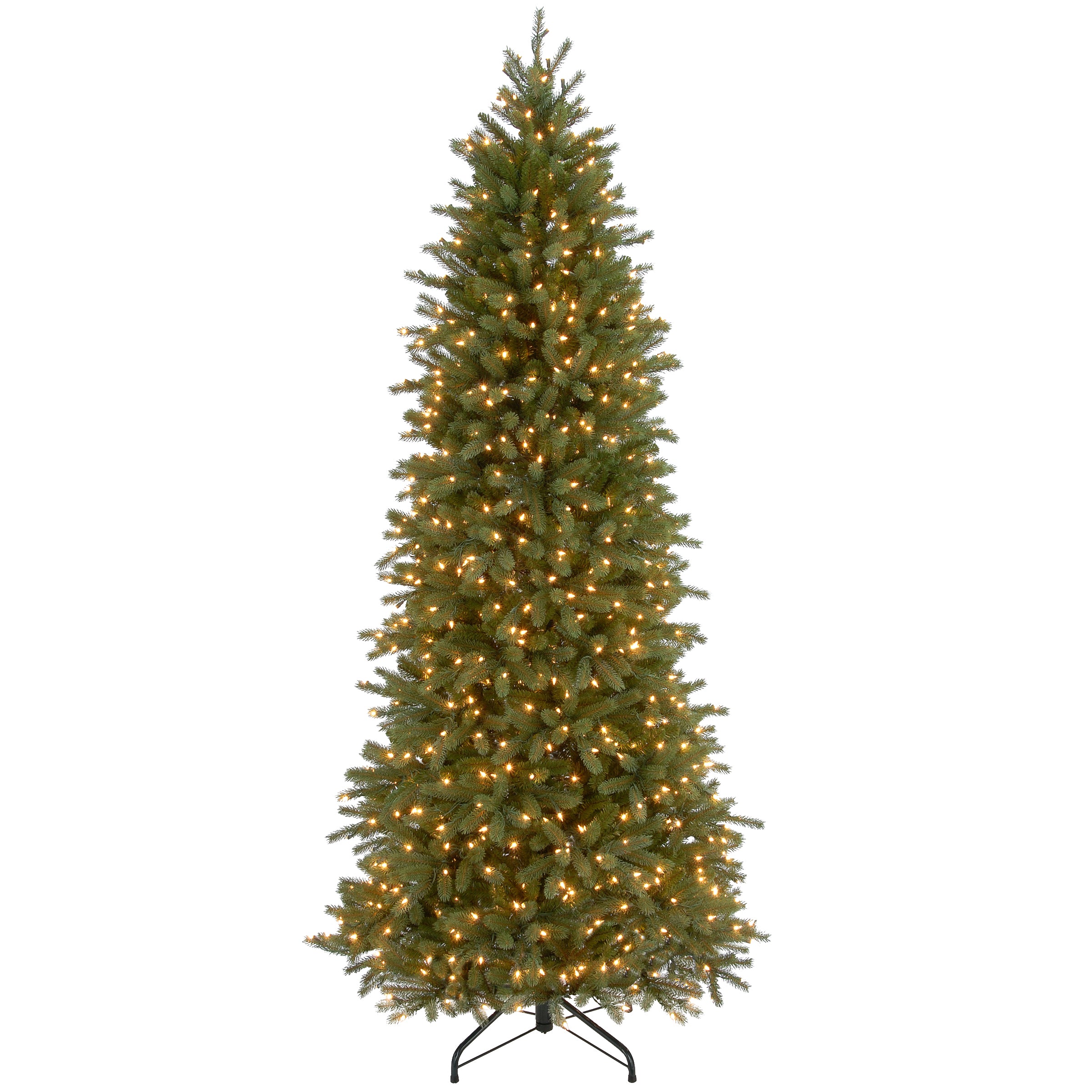 7.5 ft Jersey Fraser Fir Pencil Slim Artificial Christmas Tree with Clear LED Lights - Perfect for Small Spaces, Apartments & Office Decor