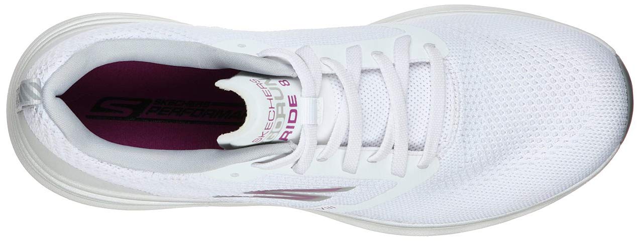 Skechers Women's GOrun Ride 8 Hyper Running Shoes - Size 5.5 US - White & Purple Athletic Sneakers for Jogging, Gym Workouts & Casual Wear