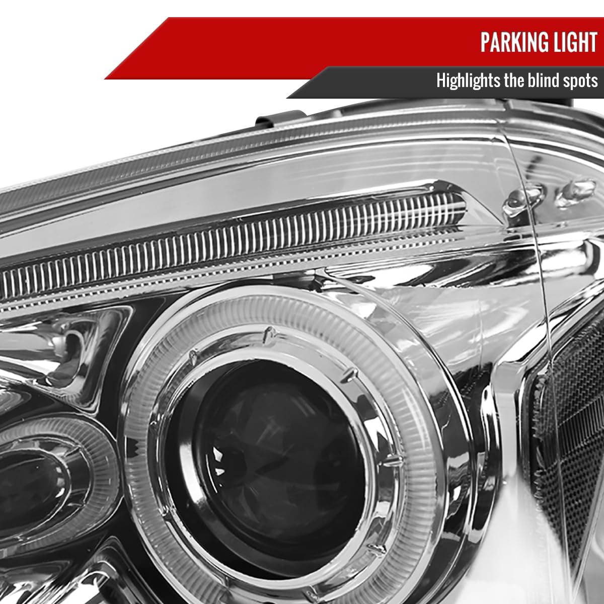 02-04 Clear LED Halo Projector Headlights - High Performance Driving Lights for Night Visibility | Perfect for Off-Road, Street Racing & Custom Car Upgrades