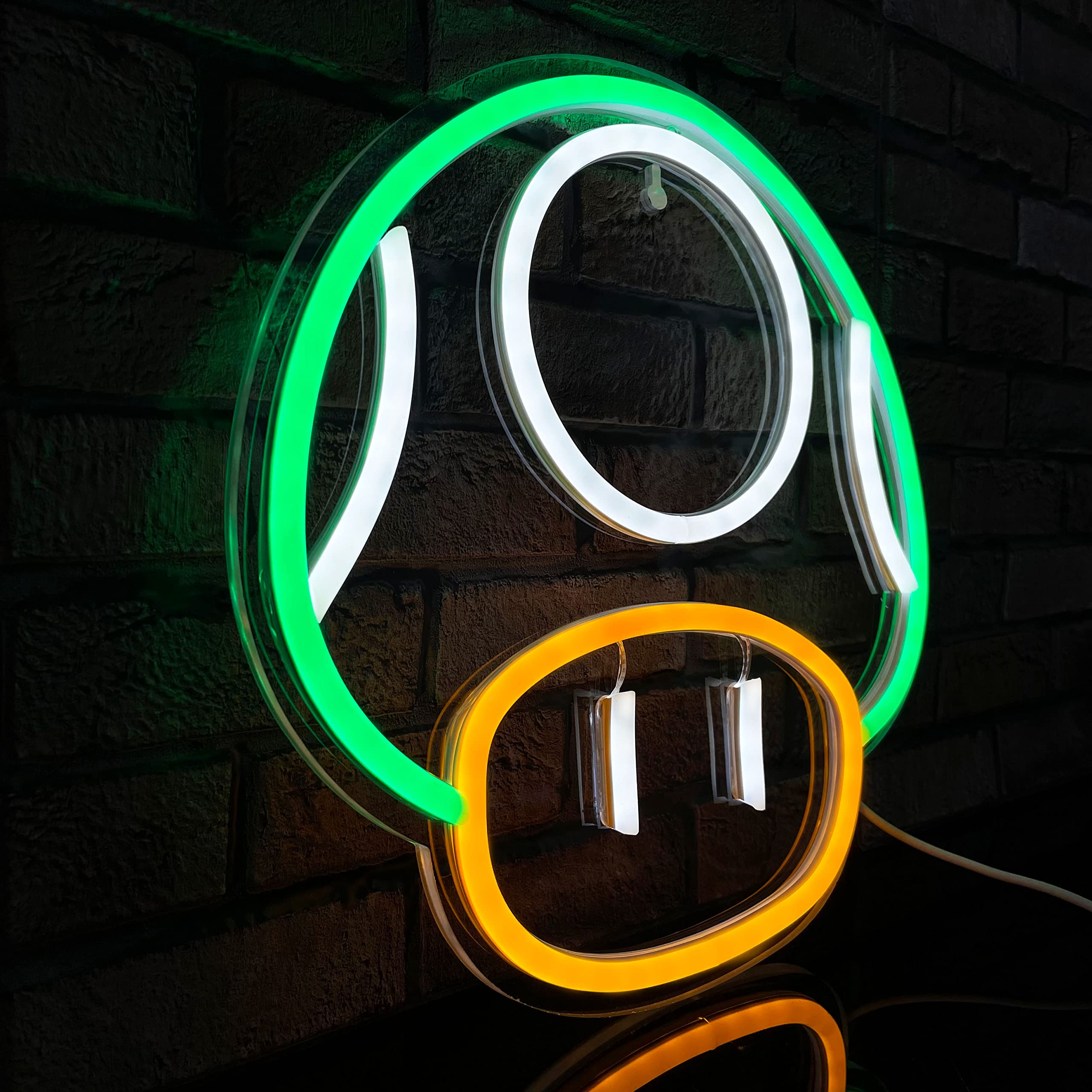 Heliwey Super Mushroom LED Neon Light Sign - Retro Gaming Wall Decor for Bedroom, Man Cave & Game Room - Vibrant Green NPC Wall Art for Gamers, Parties & Gaming Clubs - Perfect for Birthday Gifts & Gaming Themed Events