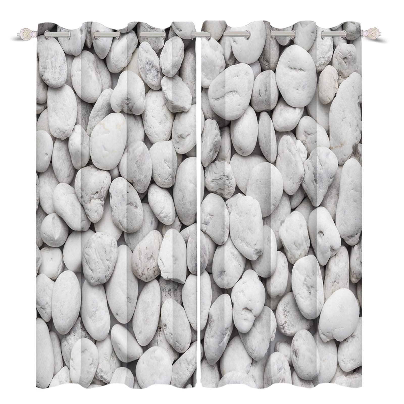 AWERT Blackout Curtains - Cobblestone Grey & White Modern Window Drapes for Bedroom & Living Room | Thermal Insulated Darkening Panels (2 Pack, 21x45 Inches) | Perfect for Home Theater, Nursery & Light-Sensitive Sleepers