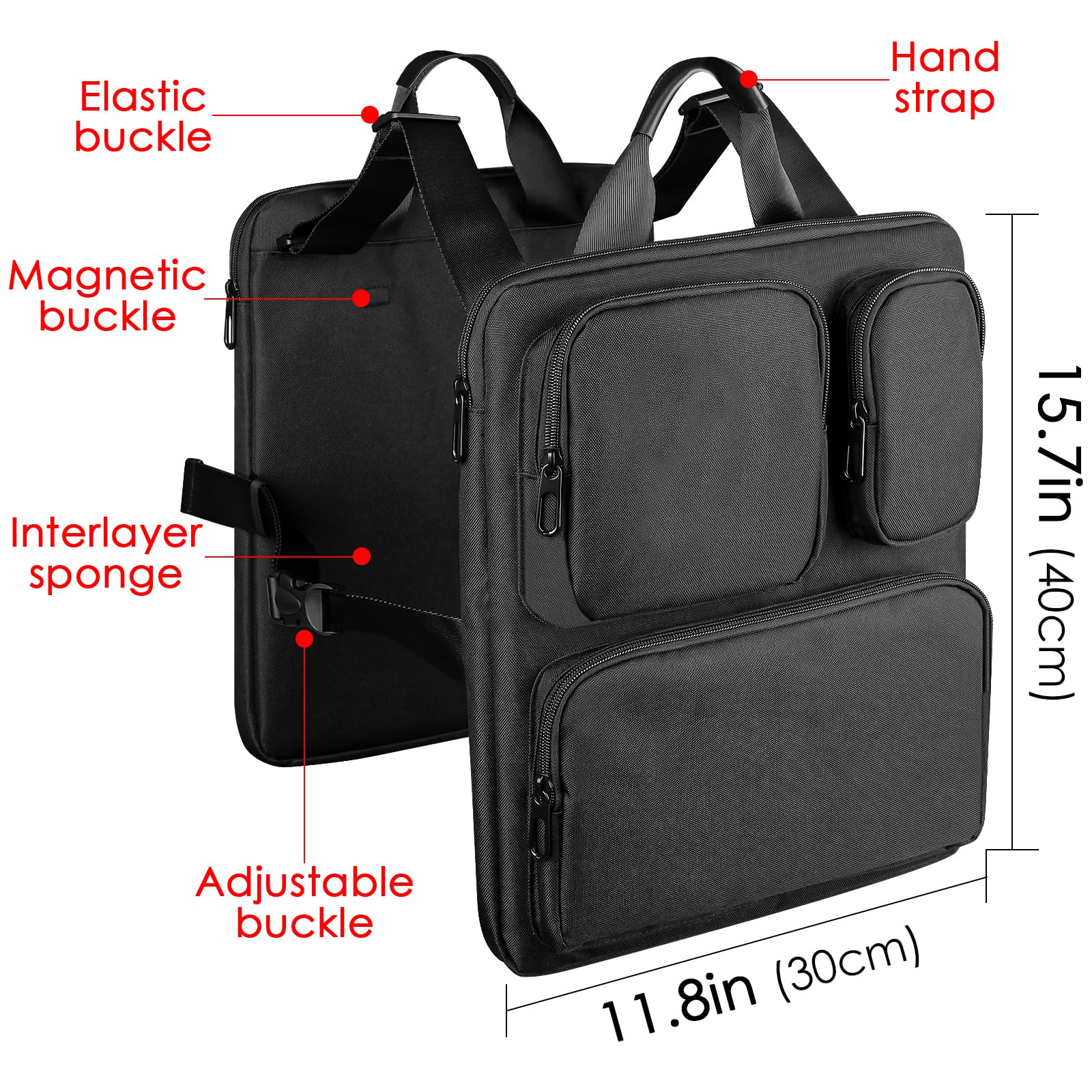 Adjustable Hands-Free Luggage Harness Strap for Suitcases - Black Travel Accessory (15.75