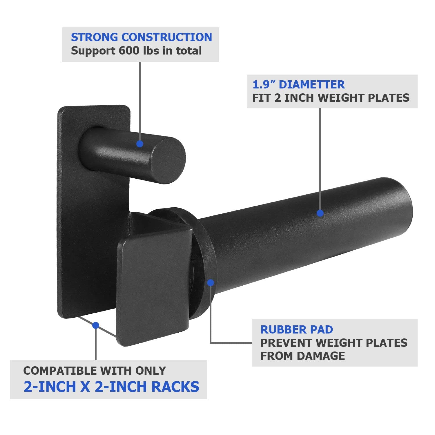 A2ZCARE Weight Plate Holder Attachment for Power Cage Rack - Olympic Weight Plate Storage Organizer (Fits 2-inch Plates) - Perfect for Home Gym & CrossFit Training