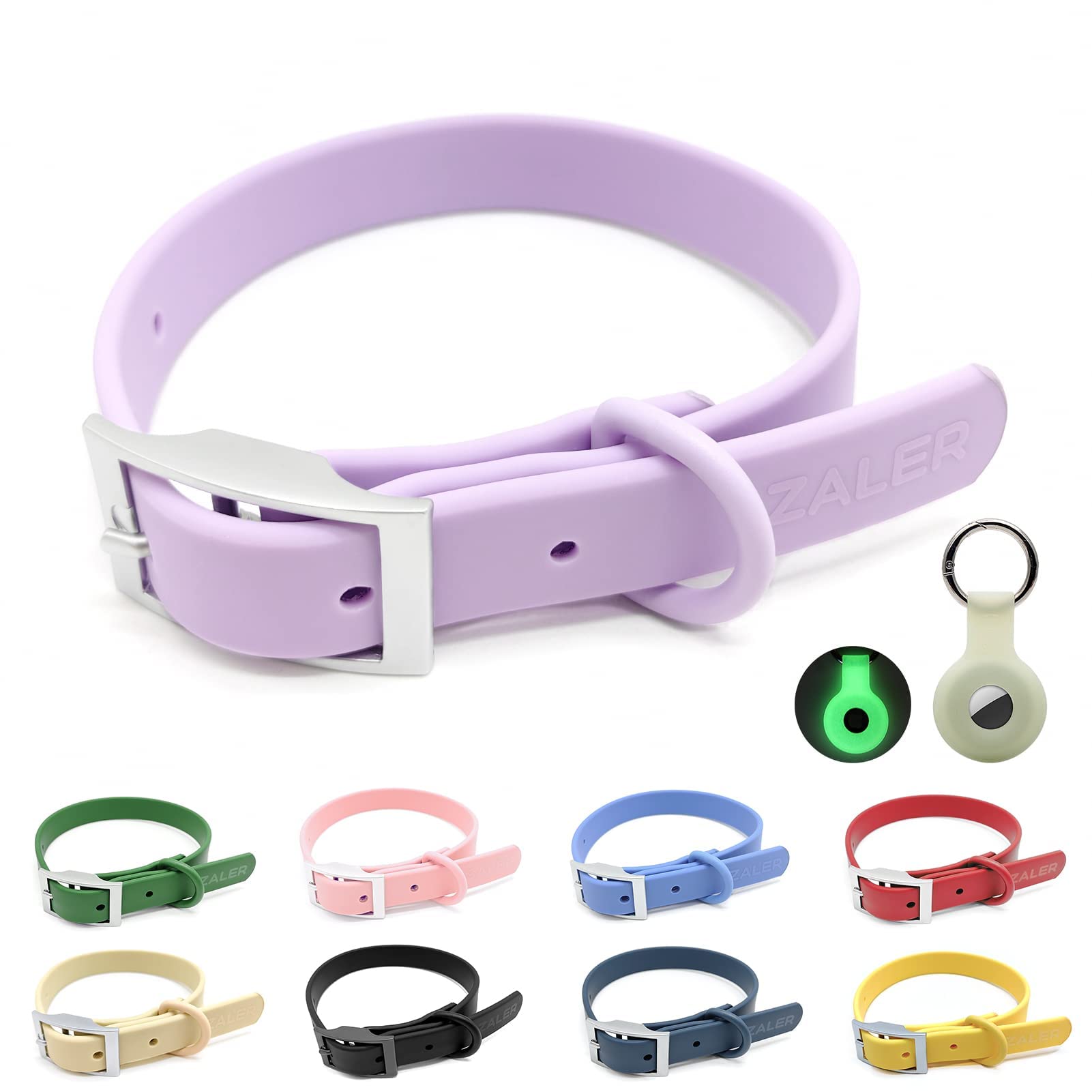 Waterproof Dog Collar - Adjustable Odor Resistant Pet Collar for Small Medium Large Dogs - Soft Comfortable Easy Clean Puppy Collar (Lilac Purple, Size L 15.7-19.7