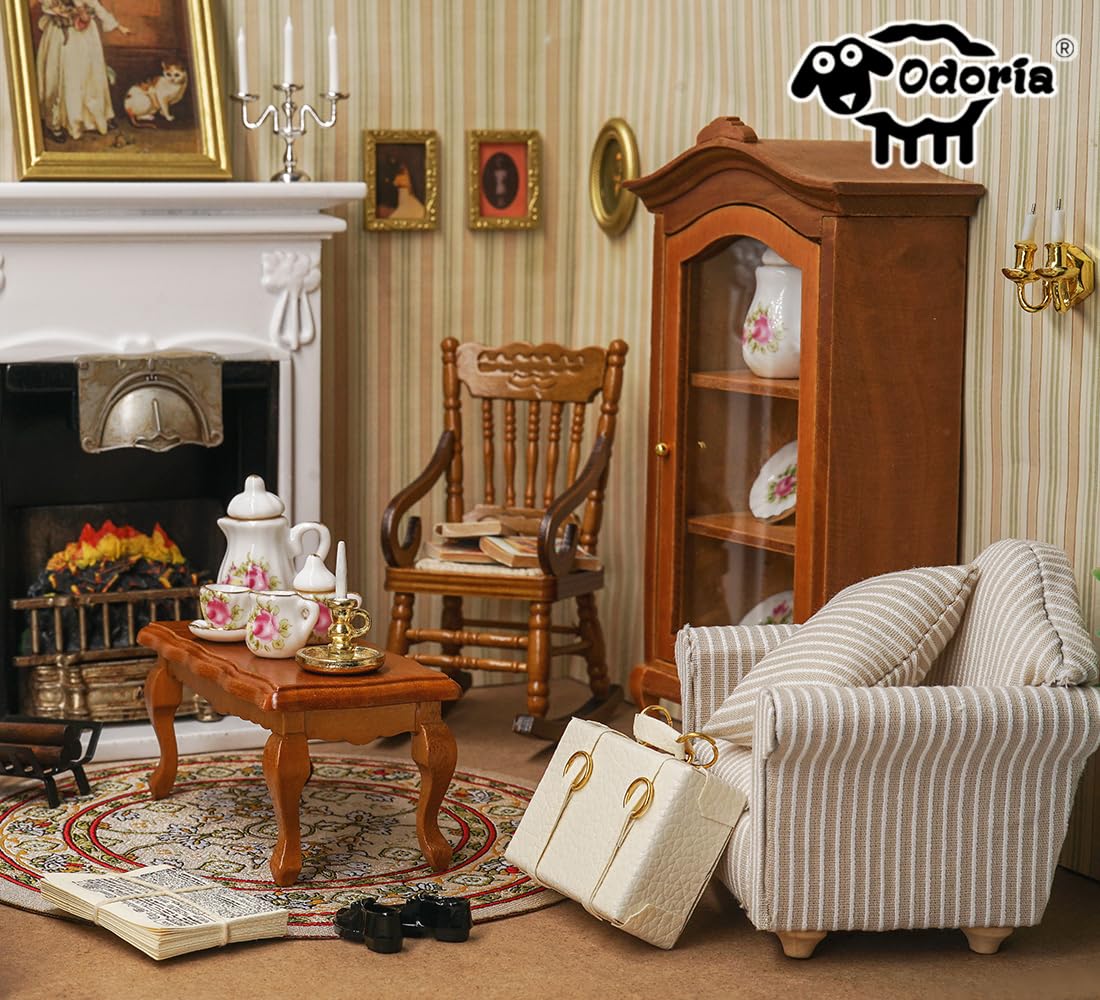 Odoria 1/12 Scale Miniature Round Rugs & Carpets for Dollhouse Decor - Red | Perfect for Dollhouse Flooring, DIY Miniature Scenes, and Model Train Layouts