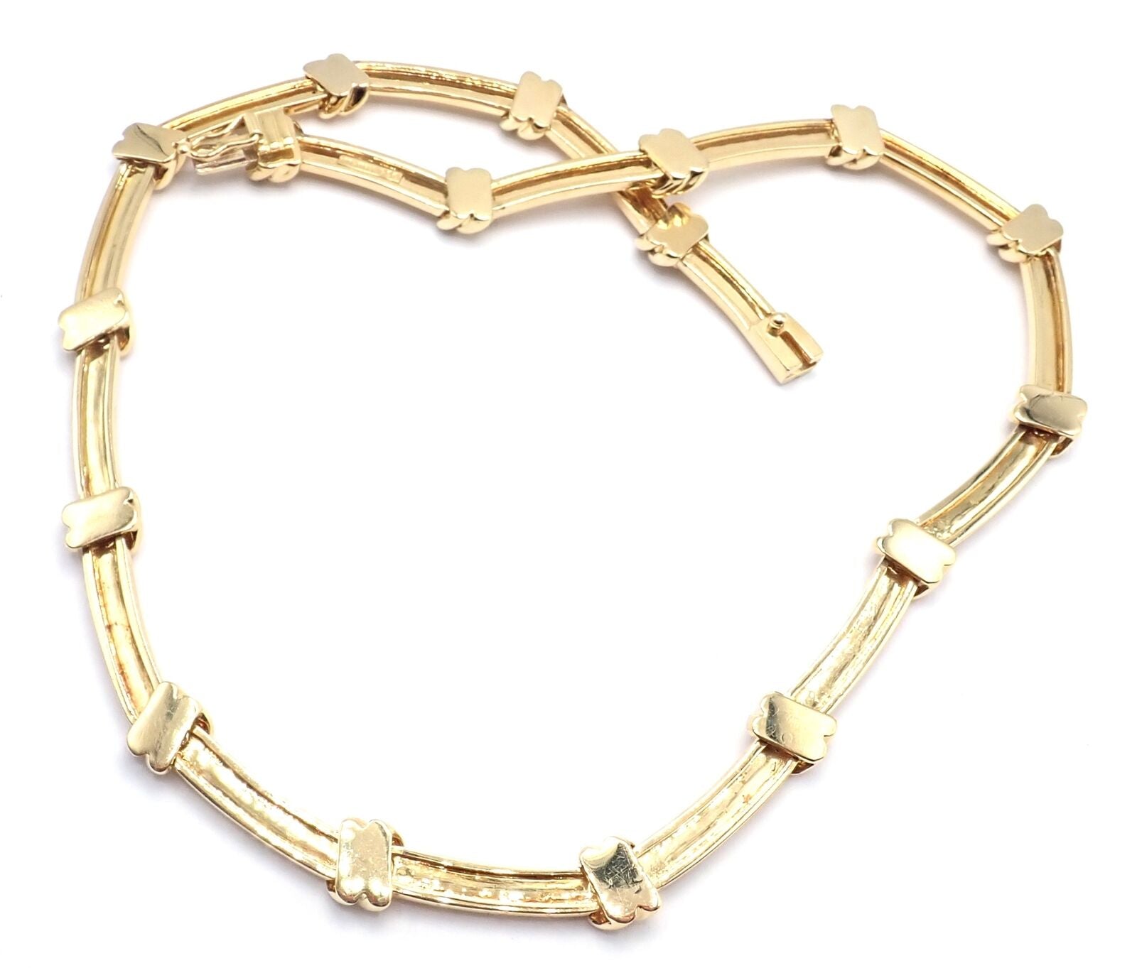Authentic Vintage Tiffany & Co 18k Yellow Gold Knot Link Necklace - Elegant Jewelry for Women, Perfect Gift for Anniversary, Valentine's Day & Special Occasions