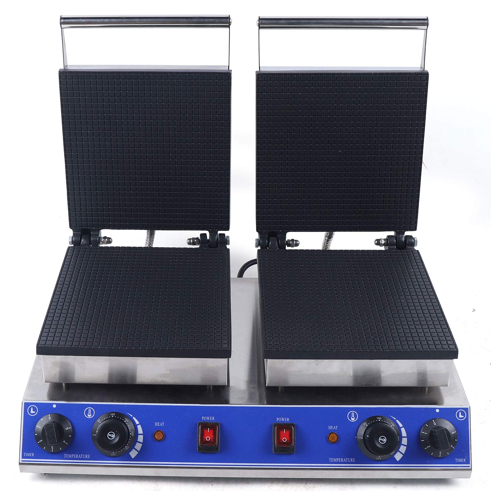 110V Commercial Electric Waffle Maker Machine - 3000W Non-Stick Syrup Waffle Baker with 2 Pans for Restaurants, Cafes, and Breakfast Catering