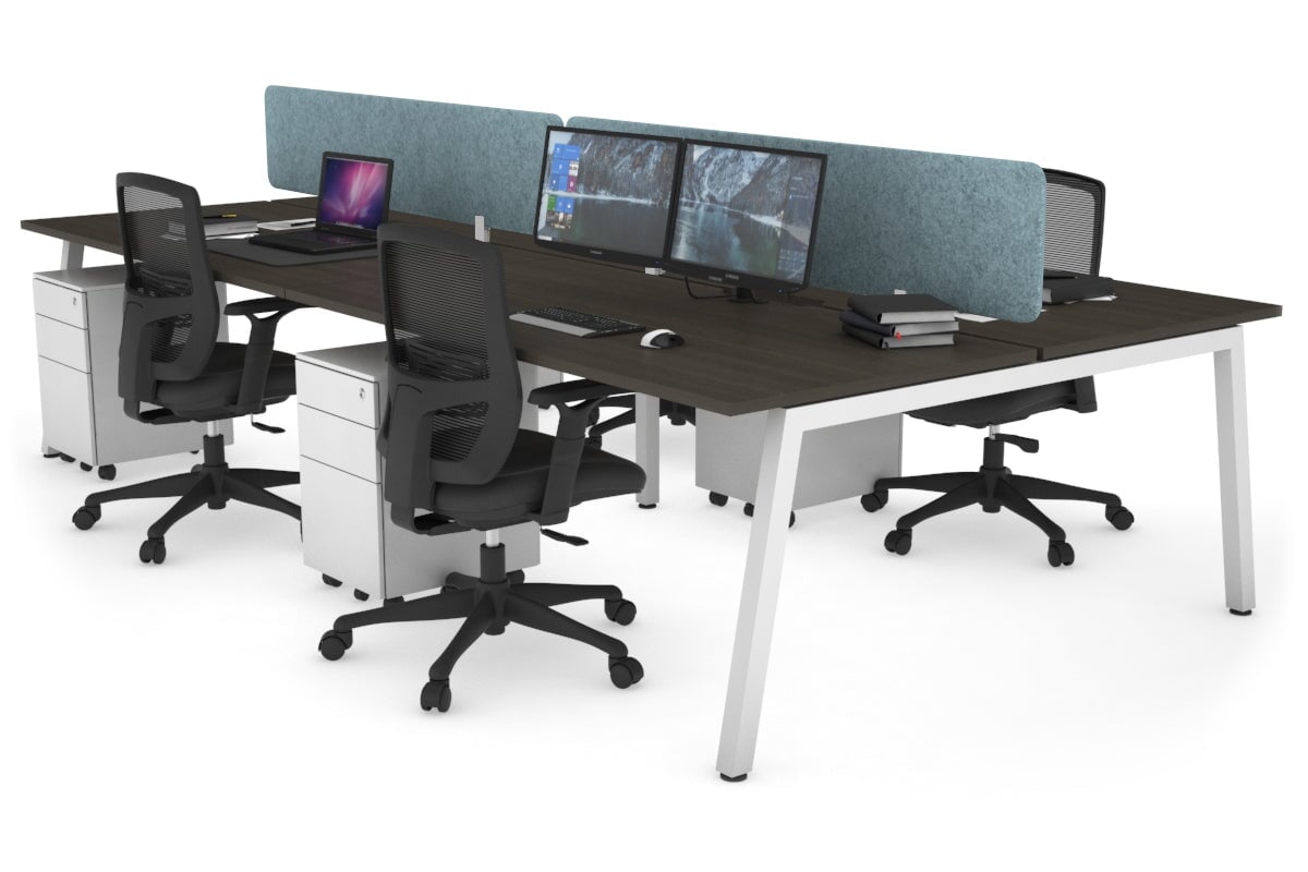 Quadro 4-Person Office Workstation Desk - 1200L x 800W with Cable Management Scallop - Perfect for Collaborative Workspaces, Team Meetings & Open Office Environments