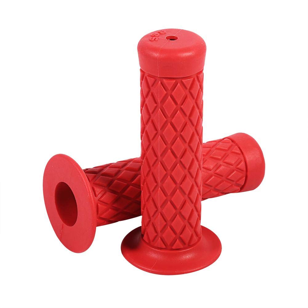 Vintage Soft Rubber Motorcycle Hand Grips - 22mm Universal for Dirt Bike (Red) - Comfort Ride