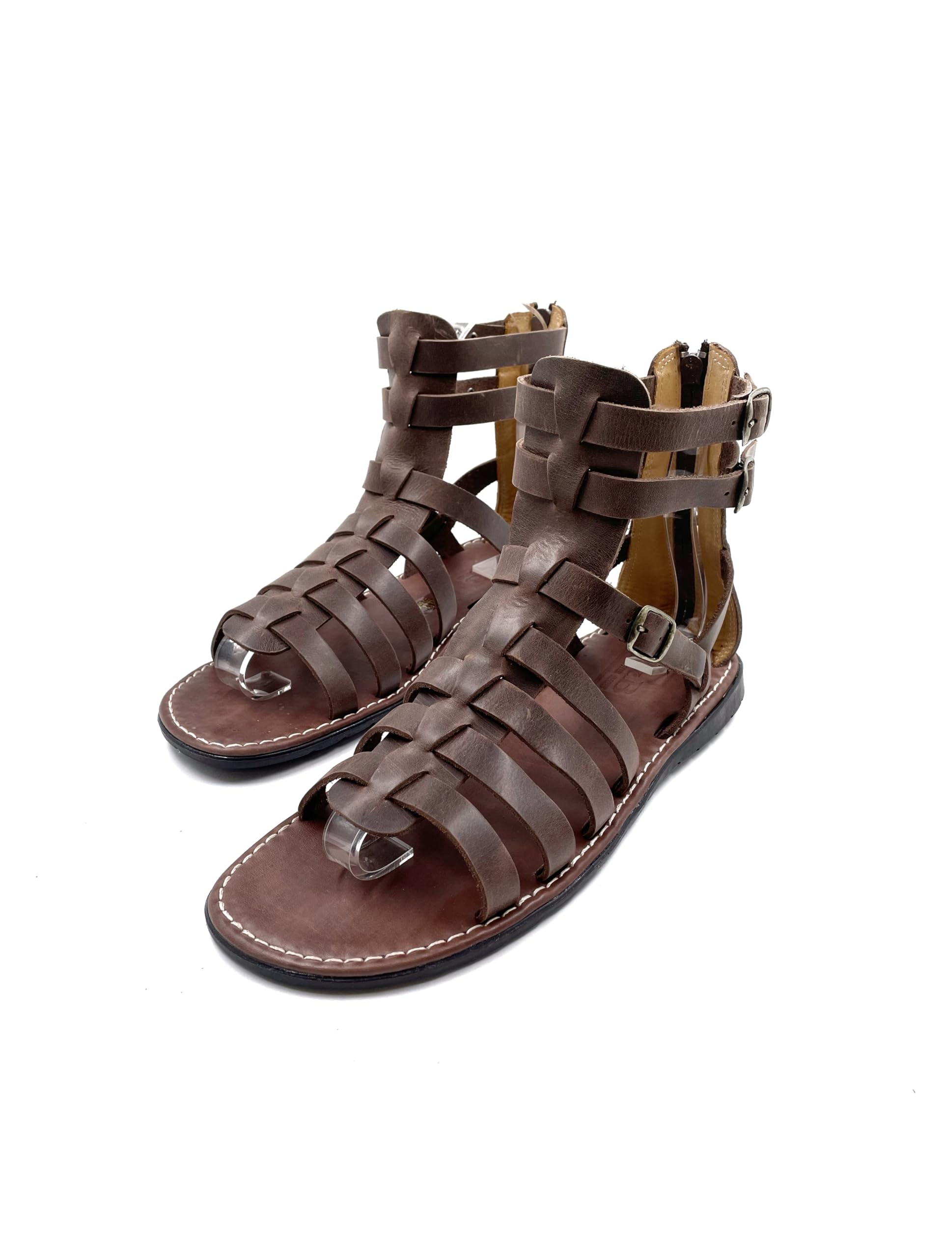 Authentic Men's Gladiator Leather Sandals - Handcrafted Genuine Brown Leather Greek Warrior Sandals for Men | Size 11 | Perfect for Cosplay, Renaissance Fairs & Summer Fashion