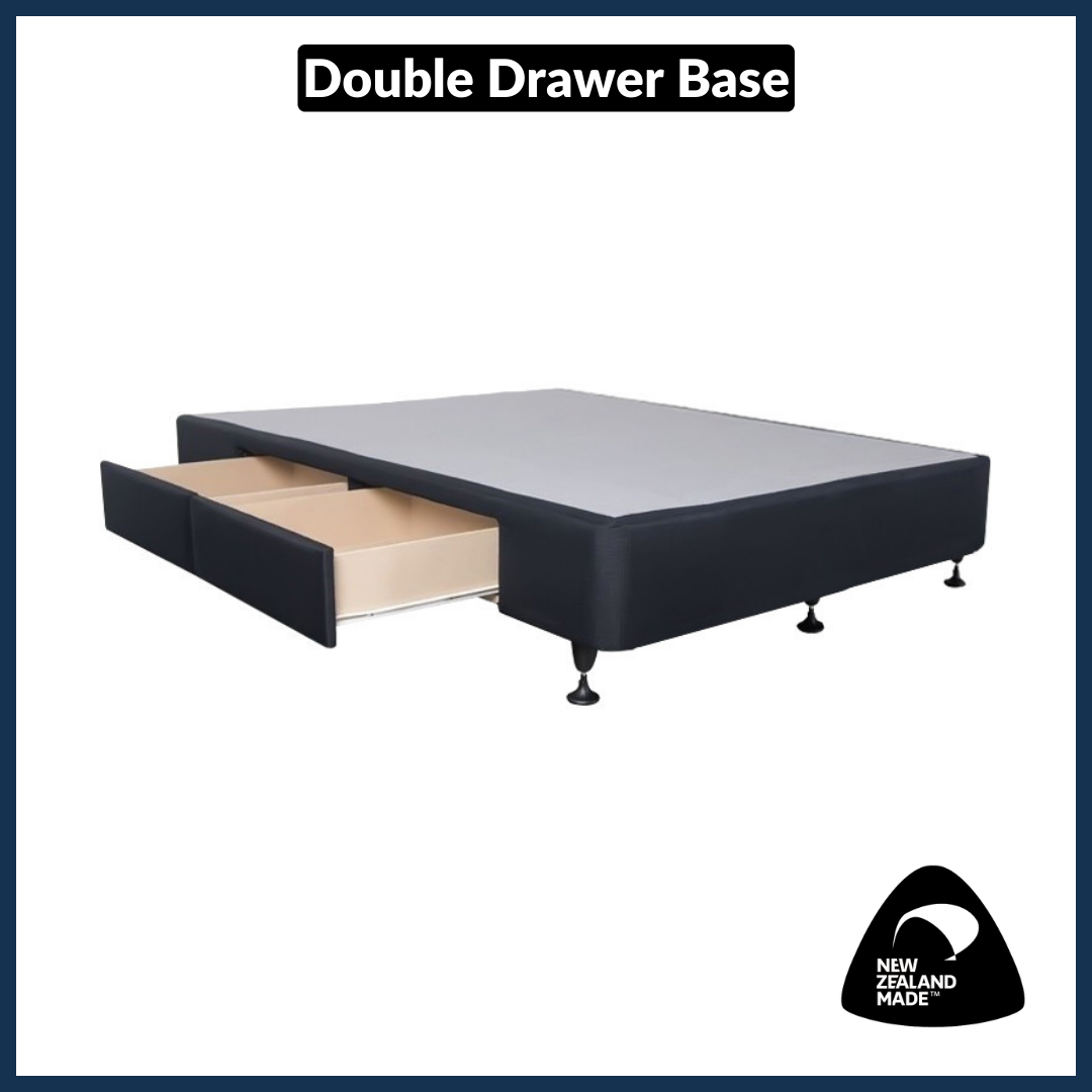 Double Drawer Bed Base - NZ Made Standard Drawer for Bedroom Storage & Space Saving | Perfect for Small Apartments & Guest Rooms