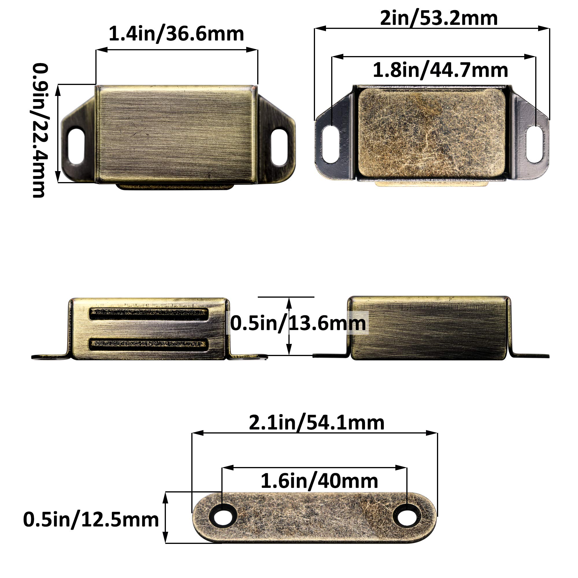8 Pack Magnetic Cabinet Door Catches - Heavy Duty 20 lbs Stainless Steel Closet Catches with Strong Magnet - Furniture Latches for Kitchen, Bathroom & Wardrobe (Bronze)