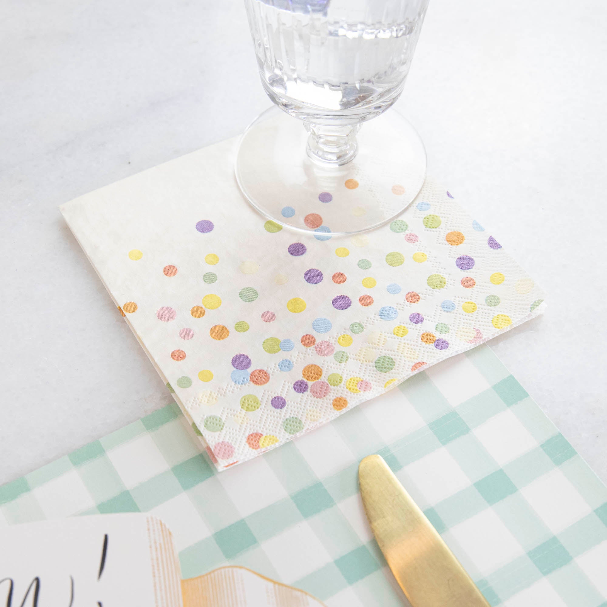 Colorful Confetti Sprinkles Cocktail Napkins - 50 Count Disposable Party Napkins for Weddings, Birthdays & Celebrations - Perfect for Cocktail Parties, Bridal Showers & Special Events