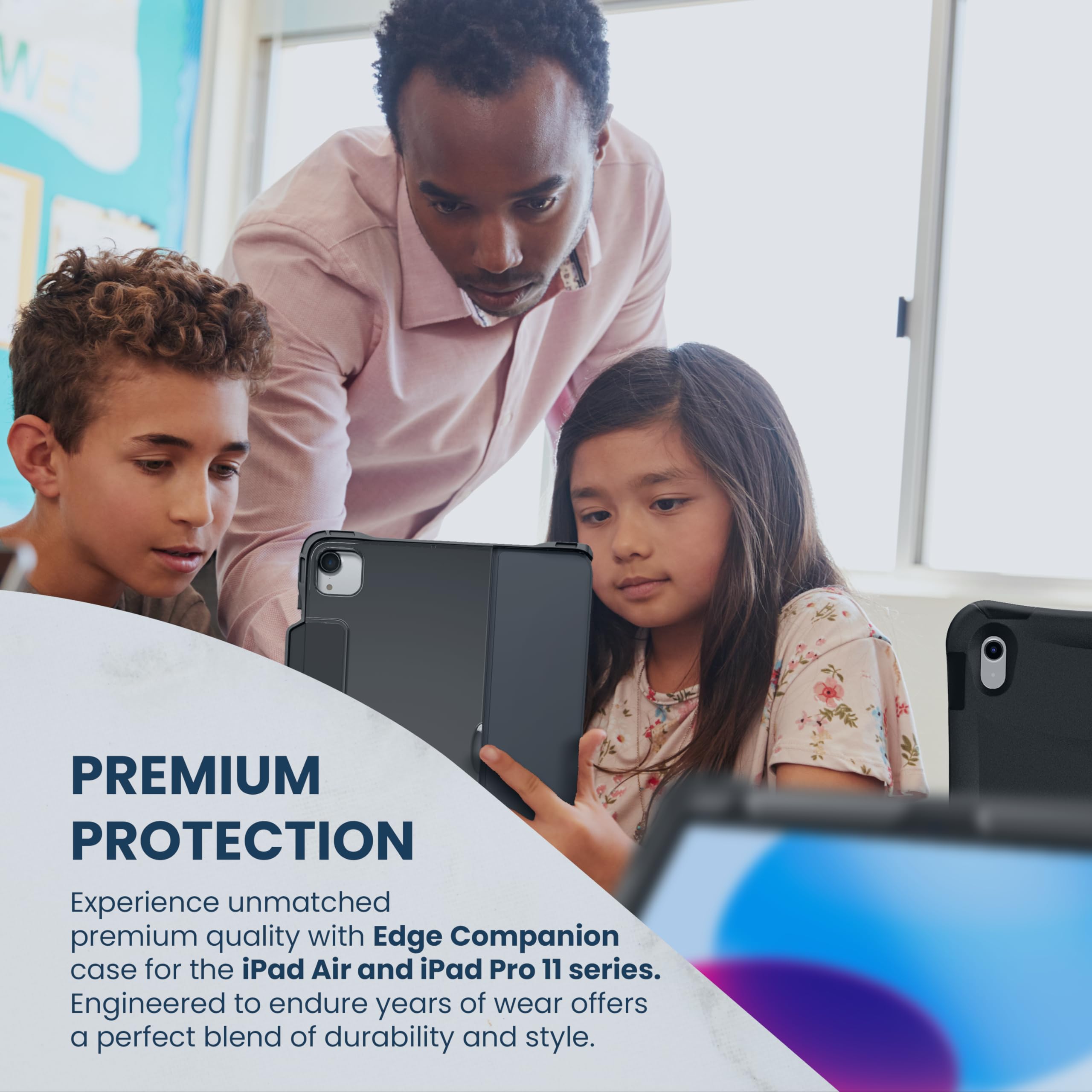Brenthaven Edge Companion Hard Shell Protective Case for iPad Air 11 inch (M2) 2024 & iPad Air 5th/4th Gen 10.9 inch | iPad Pro 11-inch (4th/3rd/2nd Gen) - Shockproof Cover with Built-in Stand & Apple Pencil Holder - Perfect for Work, Travel & School - Gray