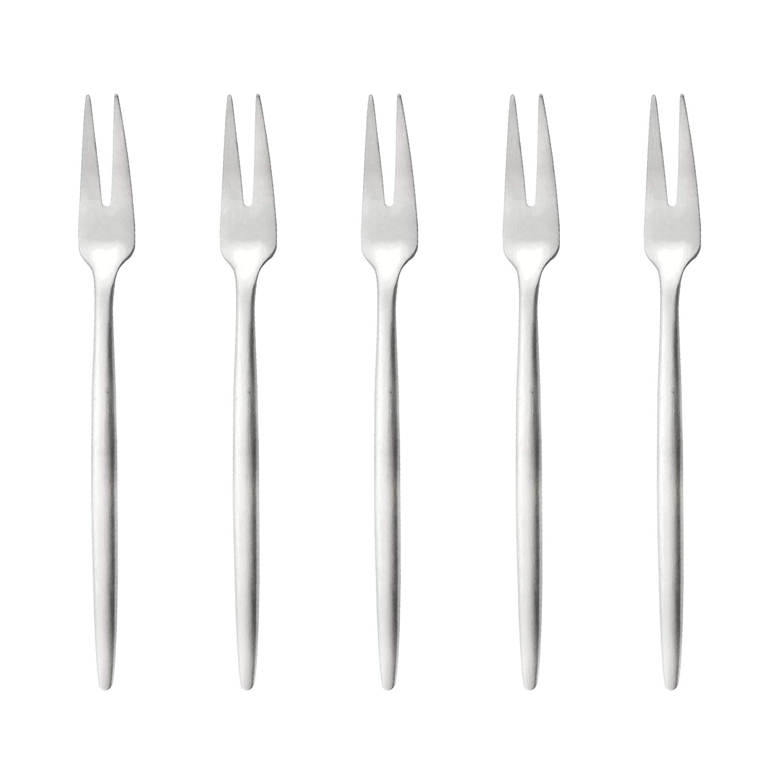 Gugrida 5-Piece Matte Silver Flatware Set - 18/10 Stainless Steel Pie Fork, Cake Fork & Fruit Fork (4.94