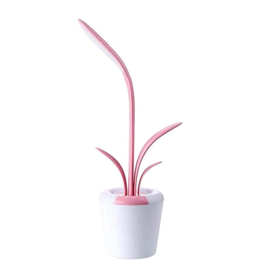 Clivia Shape LED Desk Lamp with USB Charging - Eye Protection Reading Light, Foldable Touch Night Light for Office, Study & Bedroom (Pink) - Perfect for Late-Night Reading & Cozy Atmosphere