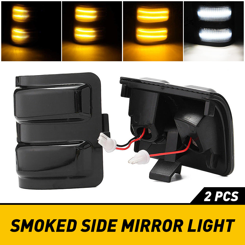 LED Switchback Mirror Lights - Dynamic Amber Turn Signal & White Parking Lights for 2008-2016 Ford F250 F350 F450 F550 Super Duty Trucks (2-Piece Set) - Perfect for Enhanced Visibility and Safety During Night Driving and Lane Changes