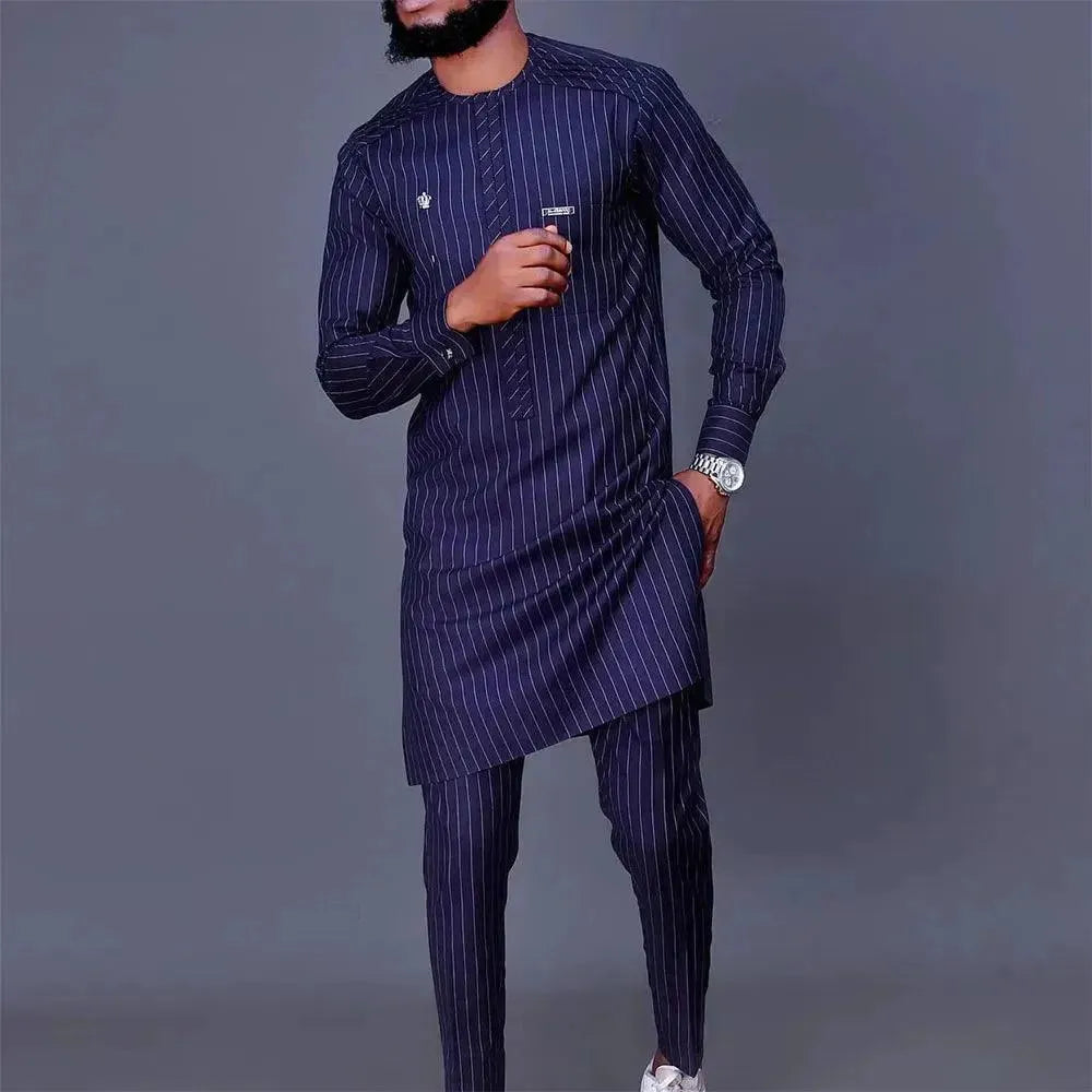 Stylish Striped Relaxed African Outfit Set - Comfortable & Trendy Matching Set for Women - Perfect for Casual Wear, Cultural Events & Vacation Outfits