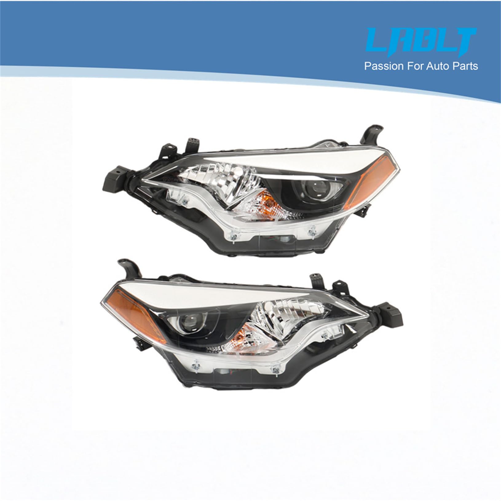 LABLT Halogen Headlight Assembly Replacement Pair - Left & Right Side for 2014-2016 Toyota Corolla (Driver & Passenger) | Durable Headlamps for Night Driving & Foggy Conditions