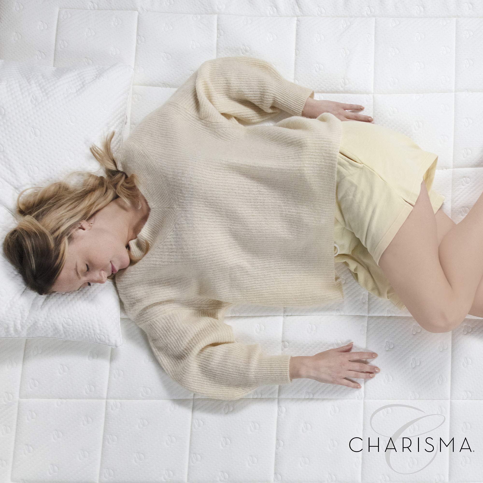 Charisma Luxury Memory Foam & Fiber Washable Mattress Pad - Waterproof, Stain Resistant King Size Bed Topper (White) for Ultimate Comfort & Protection - Perfect for Guest Rooms, Master Bedrooms & Allergy Relief