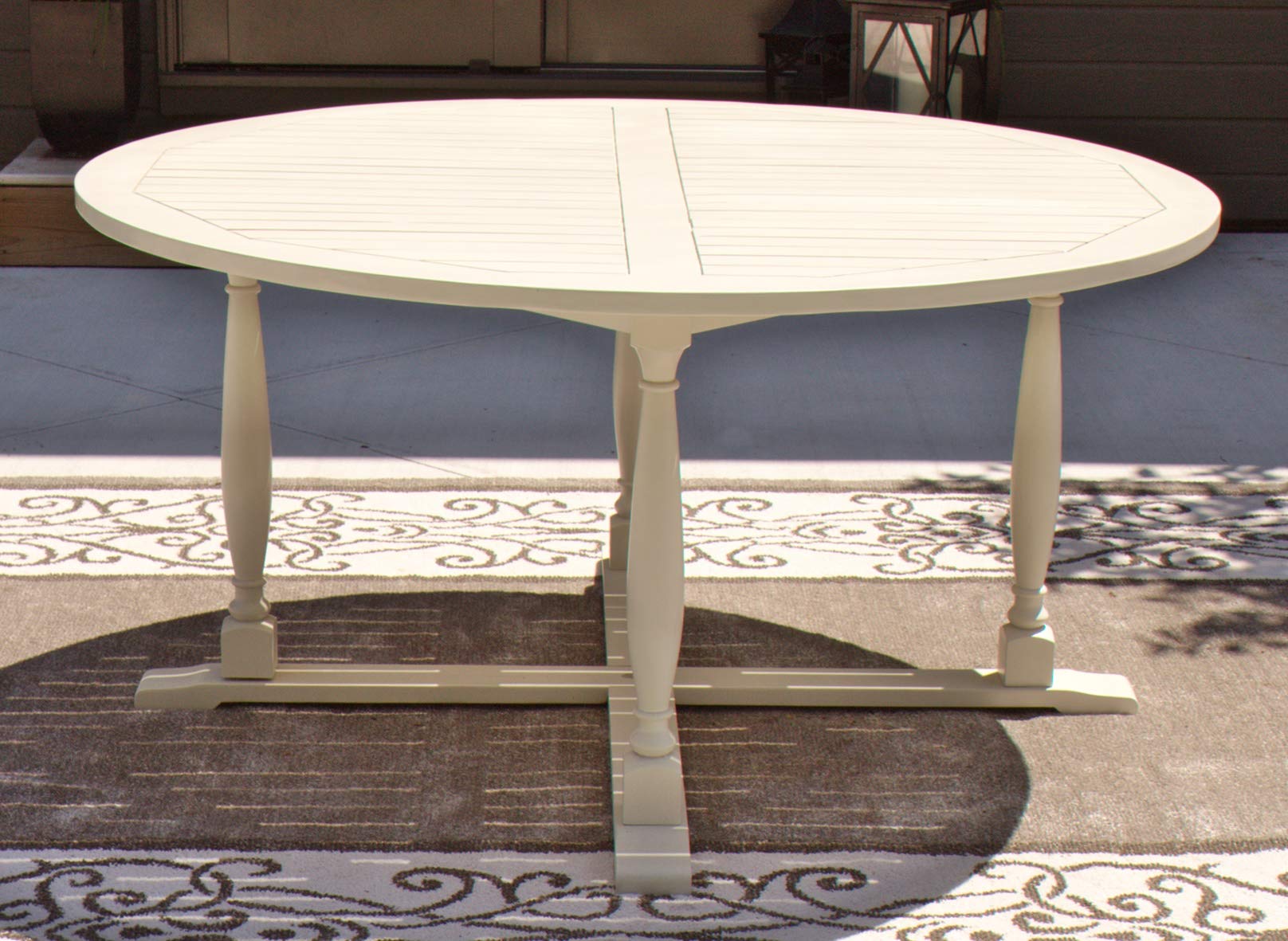 Pebble Lane Living Acadia Round Dining Table - Acacia Wood Whitewash/Gray Finish - 36 Inch Round Kitchen Table for Dining Room, Breakfast Nook & Small Spaces