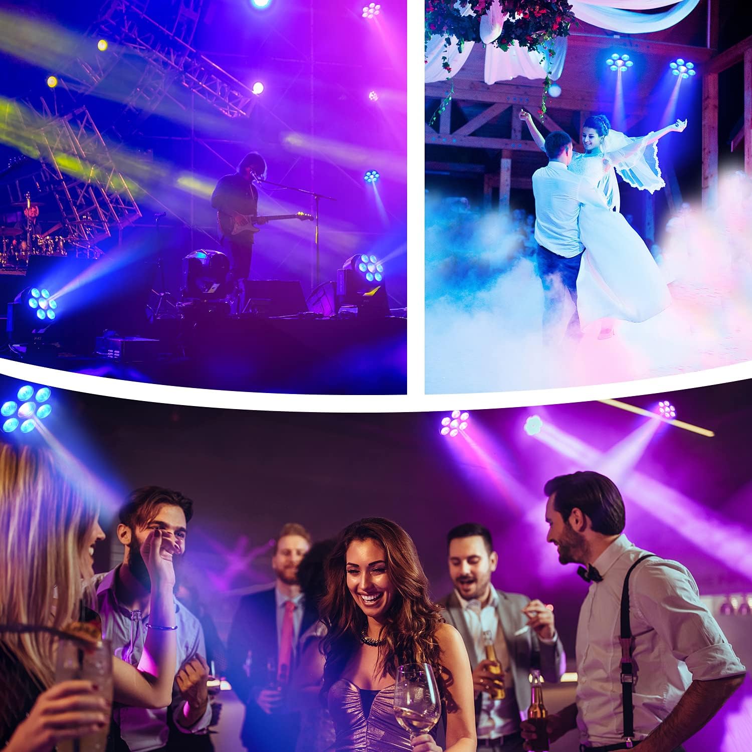 BETOPPER RGBW Moving Head DJ Lights - 7x8W 4 Pack Sound Activated & DMX Lighting for Stage, Party, Live Shows, Bar, Disco - Perfect for Nightclubs, Wedding Receptions & Concert Lighting Effects