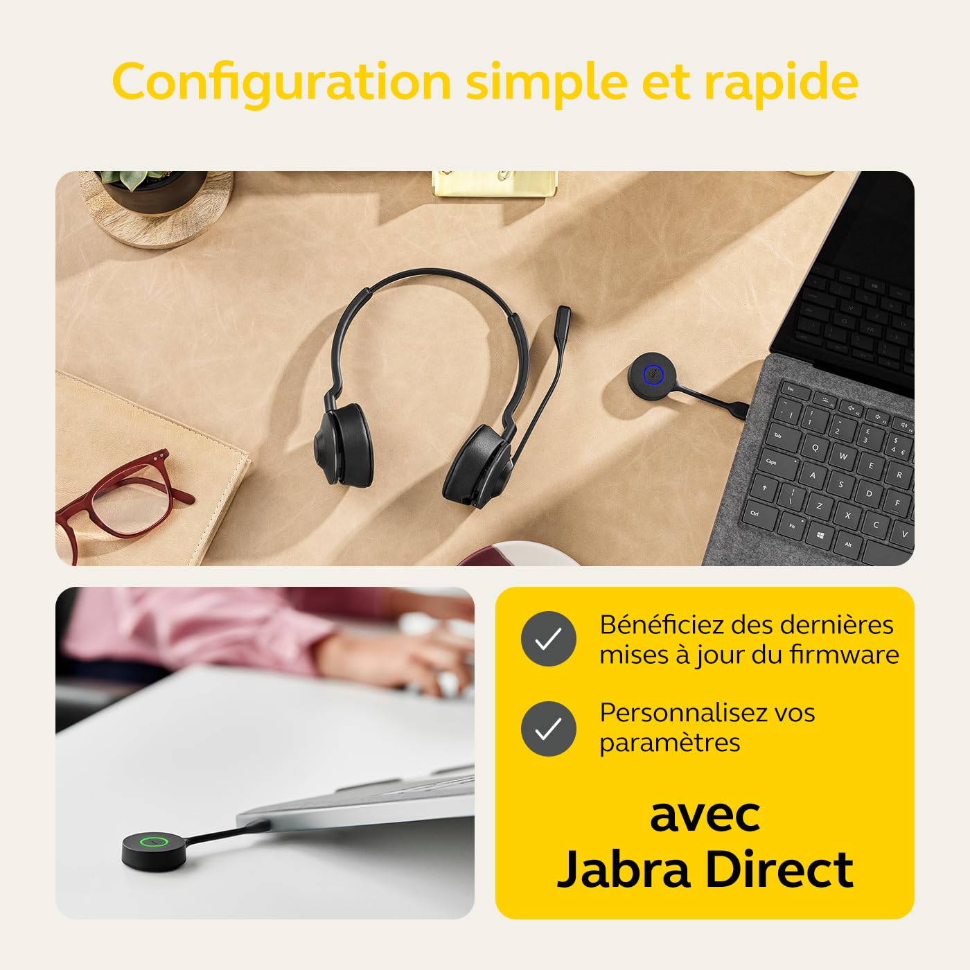 Jabra Engage 55 Wireless Stereo Headset with USB-A Link 400 DECT Adapter | Noise Cancelling Microphone & Extended Range | MS Teams Certified | Charging Base Included | Perfect for Remote Work, Call Centers & Office Meetings (Black)
