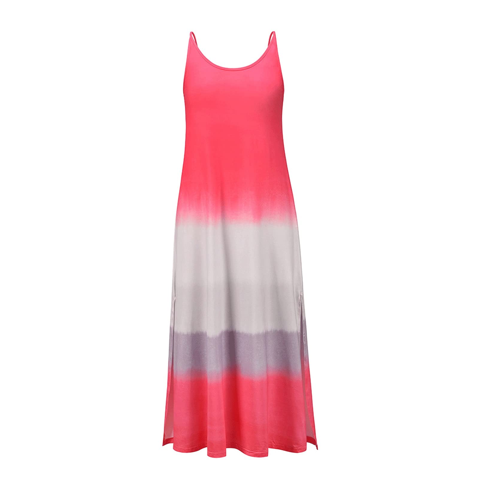 Women's Summer Maxi Dress - Bodycon Floor Length Sleeveless Plus Size Sundress in Watermelon Red (XX-Large) | Casual Beachwear, Party Outfit & Vacation Dress