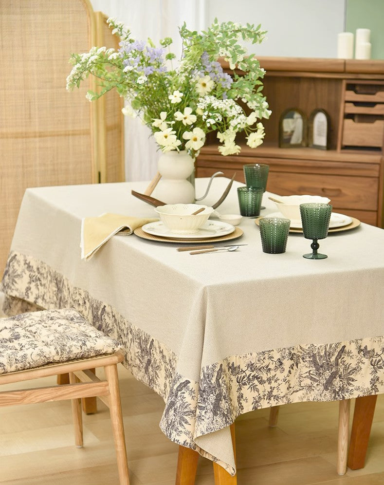 Premium Cotton Linen Rectangle Tablecloth - Washable Dining Table Cover, Modern Kitchen Table Runner, Stylish Coffee Table Protector for Home Decor & Dinner Parties