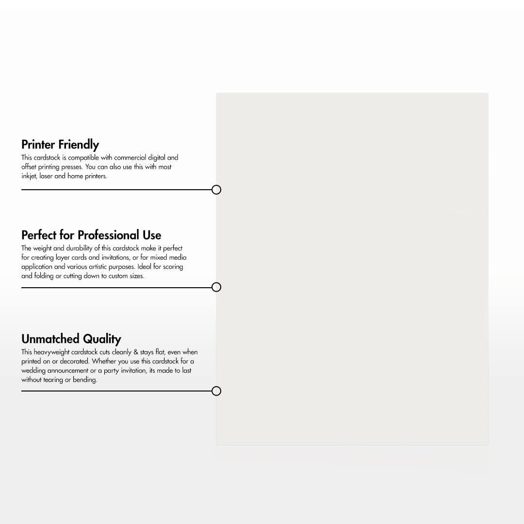 Premium 8.5 x 11 Cardstock Paper - 100% Cotton Savoy Natural White (250 Sheets) - Perfect for Wedding Invitations, Business Cards & Craft Projects