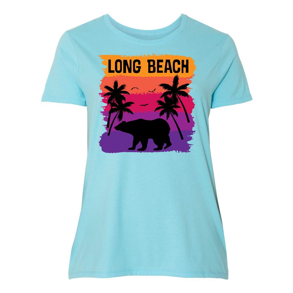 Inktastic Long Beach California Travel Gift Women's Plus Size T-Shirt - Comfortable Vacation Tee for Beach Trips & Casual Outings