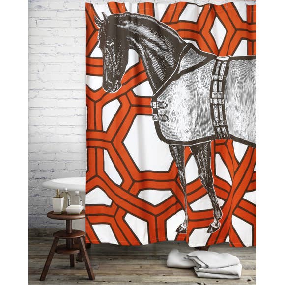 Equestrian Horse Themed Shower Curtain - Waterproof Bathroom Decor for Horse Lovers - Perfect for Farmhouse, Western, or Equestrian Style Bathrooms