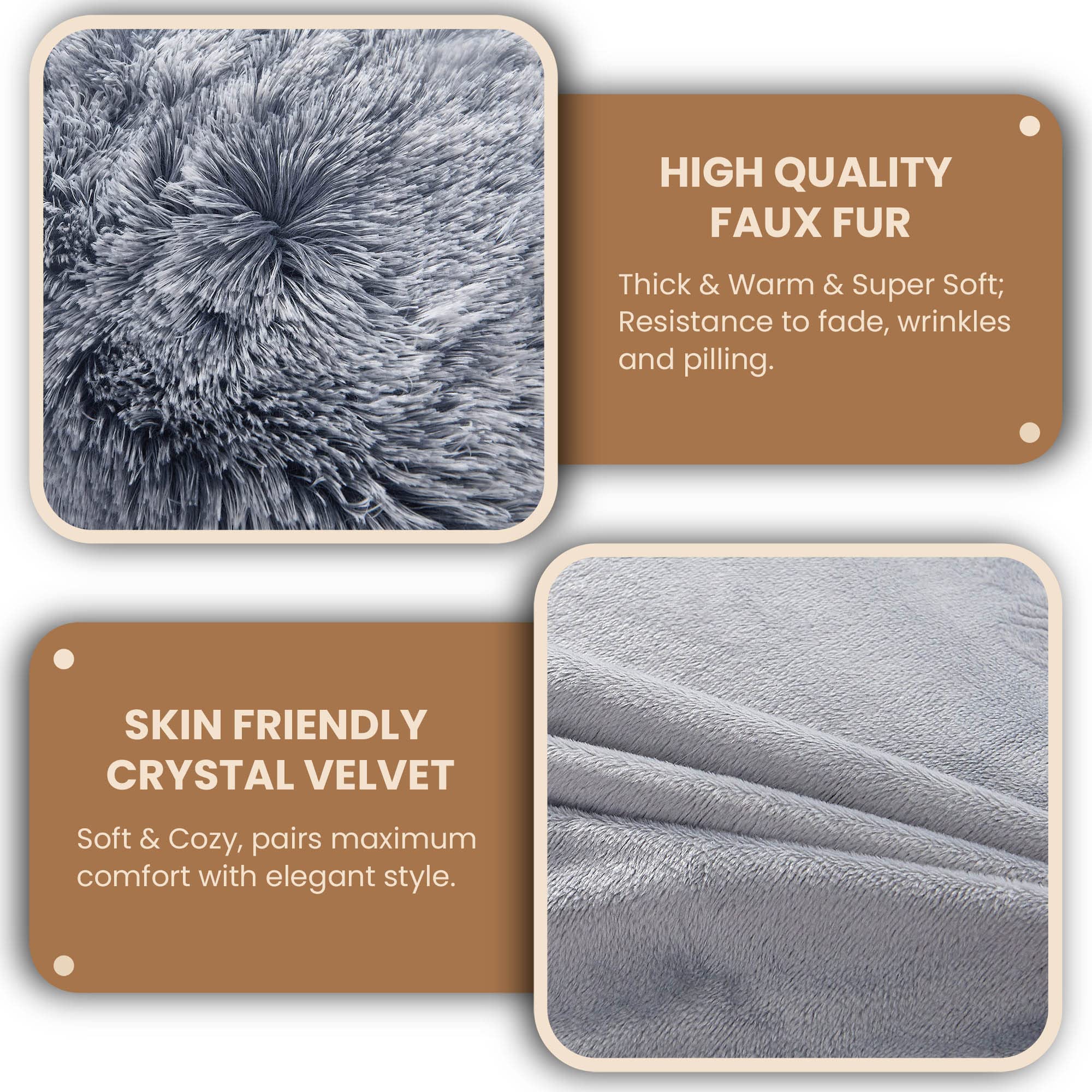 MEGO Shaggy Plush Body Pillow Cover - Light Gray Faux Fur Fluffy Pillowcase 20x54 Inches - Boho Fuzzy Full Body Pillow Case for Bed, Sofa & Home Decor - Soft Rectangular Long Big Pillow Sham in Ombre Grey - Perfect for Lounging, Reading & Cozy Home Decor