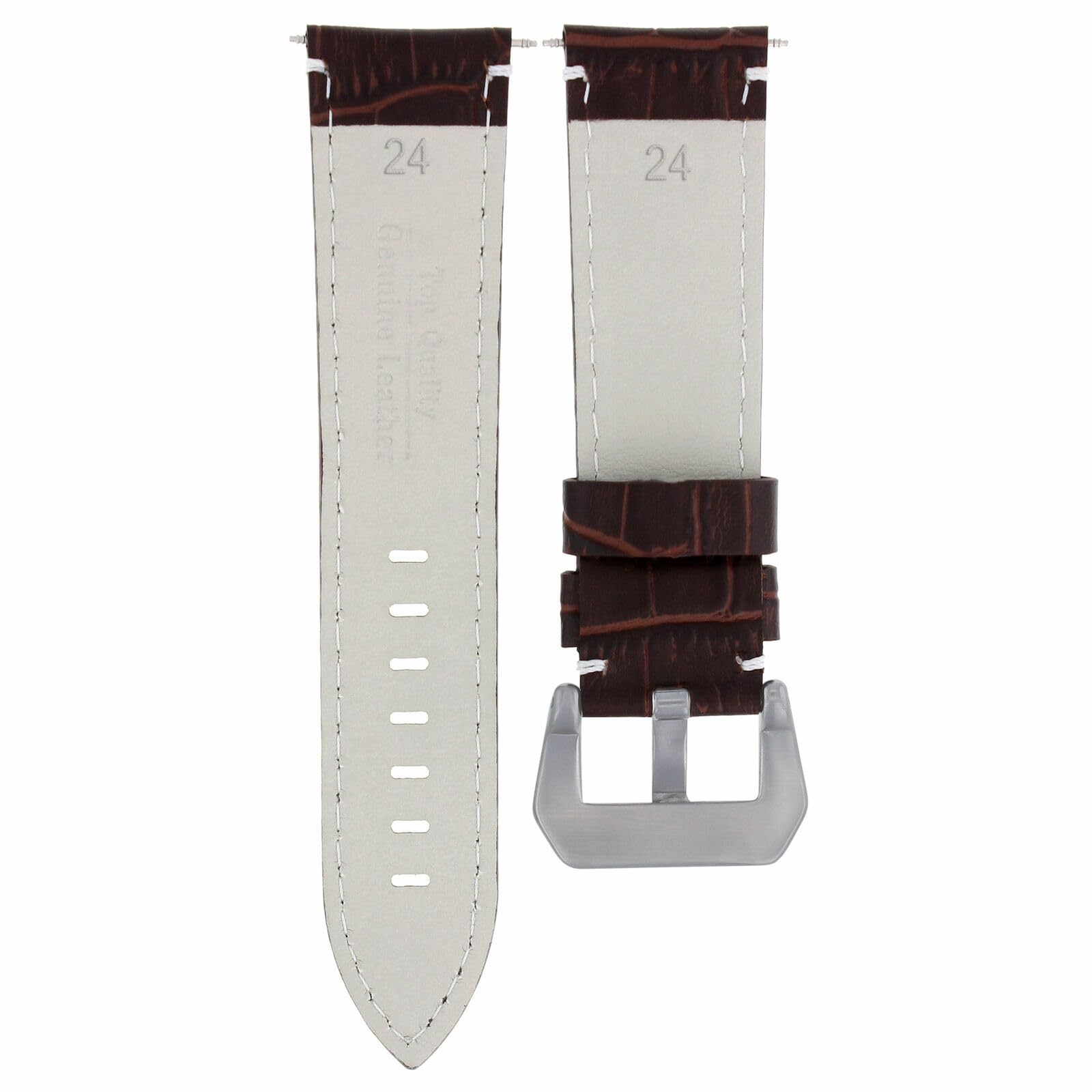 24mm Genuine Leather Watch Band Strap for Breitling Navitimer, Colt & Chronomat - Brown with White Stitching | Replacement Watch Strap for Men's Luxury Watches | Perfect for Business, Casual & Formal Occasions