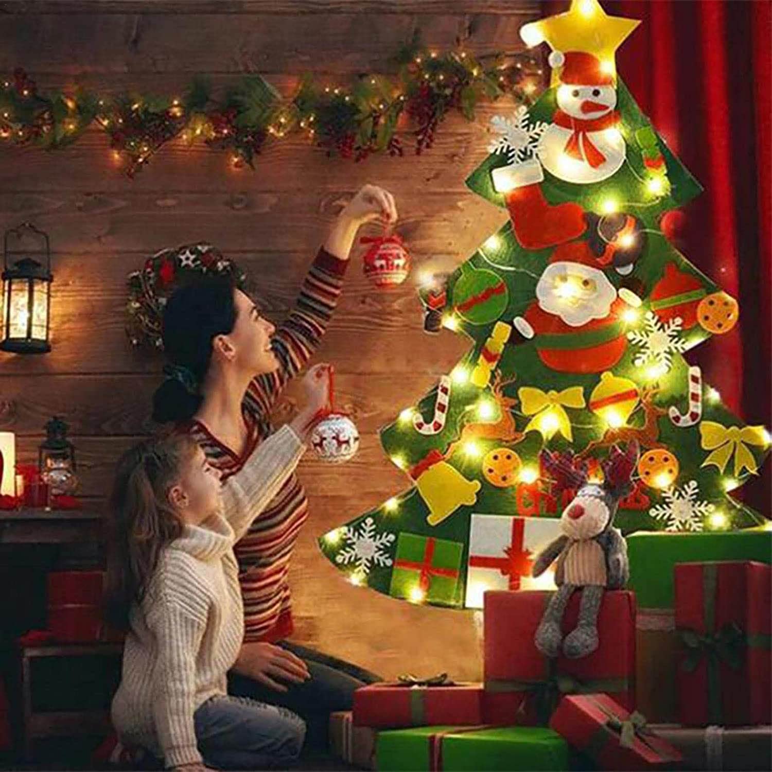 Montessori Christmas Tree for Toddlers - Interactive Felt Christmas Tree with 21 Detachable Ornaments (38.6x27.6 Inches) - Holiday Decor & Early Learning Activity for Kids - Perfect for Home, Classroom & Playroom Decorations