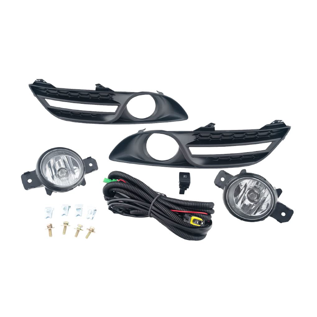 2013-2015 Nissan Sentra Fog Lights - Chrome Line Halogen Replacement Lamps (Left & Right Set) for Enhanced Night Driving Safety & Style