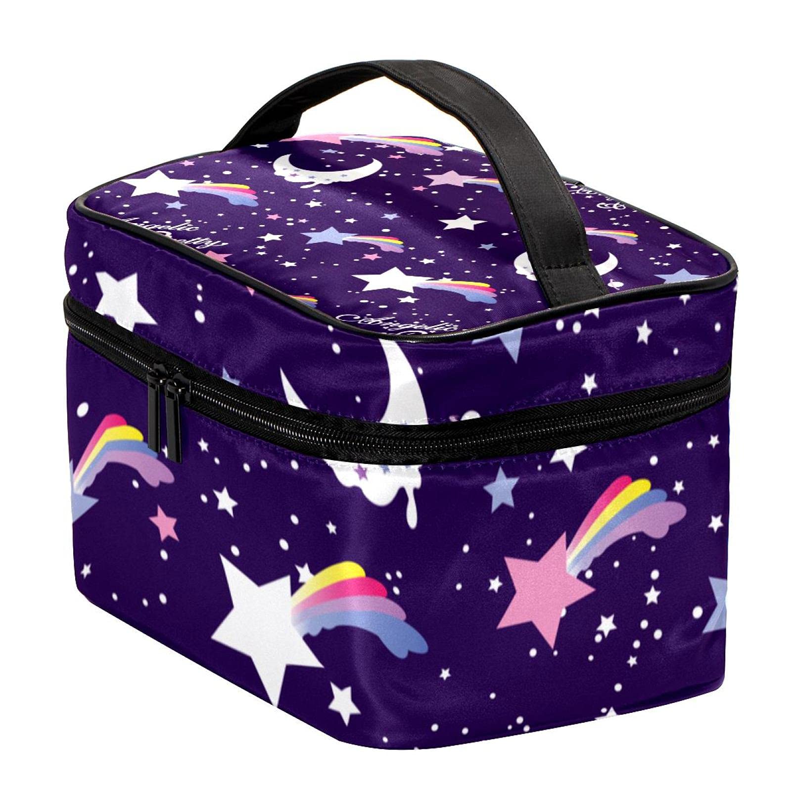 Rainbow Star Pattern Large Travel Makeup Bag for Women - Waterproof Cosmetic Organizer with Zipper, Toiletry Pouch for Girls | Perfect for Vacation, Gym, Business Trips & Daily Essentials Storage
