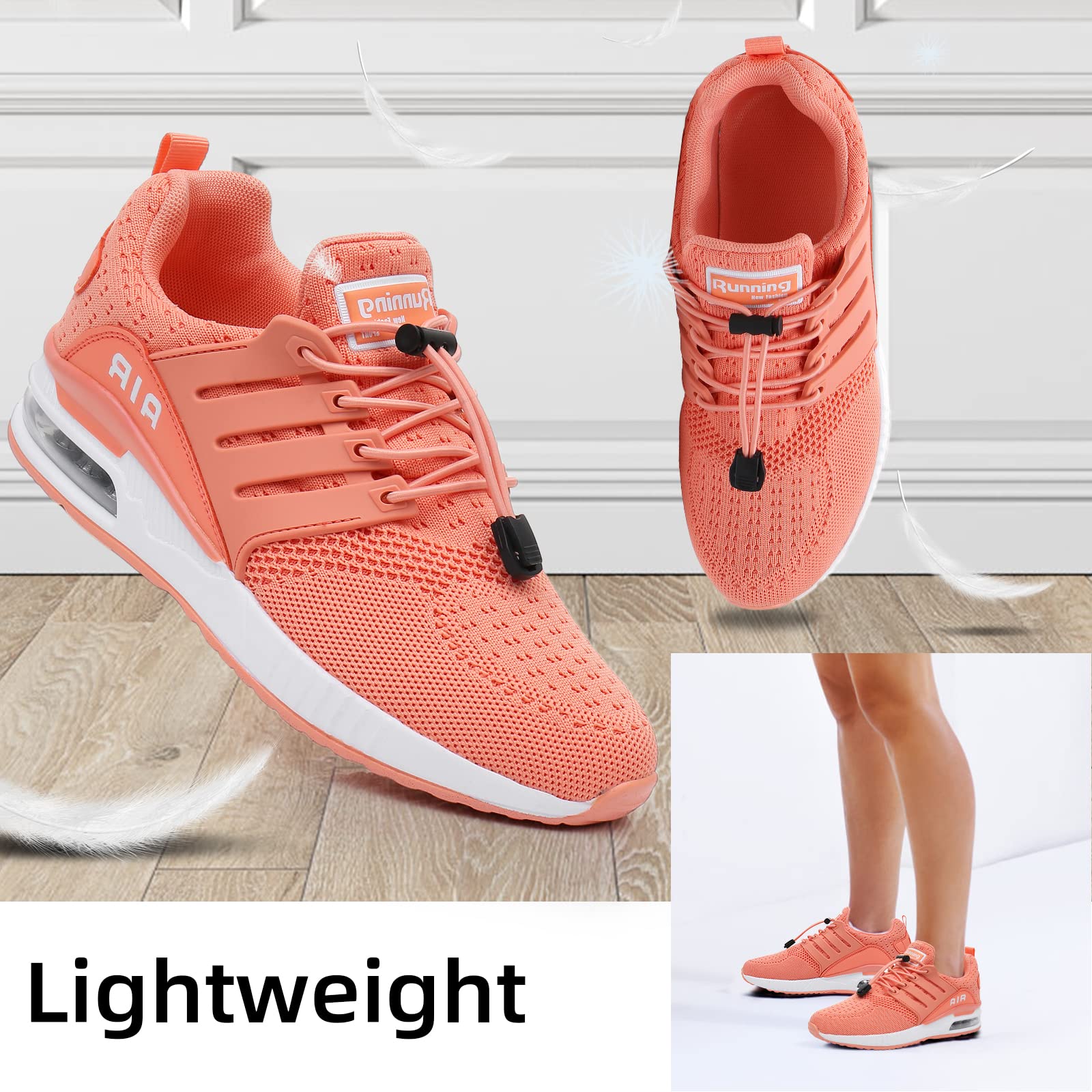 BOGOVER Women's Lightweight Air Running Shoes - Breathable Gym Jogging Tennis Sneakers with Air Cushion Technology | No-Tie Slip-On Design for Workouts, Walking & Casual Wear