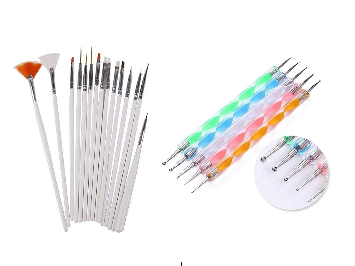20 Pcs Professional Nail Art Brush Set - Dotting Tools, UV Polish Brushes, Acrylic Nail Design Kit for Manicure, Nail Painting & Art Drawing | Perfect for Salon, Home DIY & Professional Nail Artists