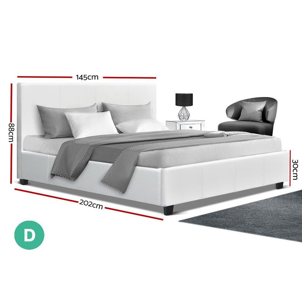 Coogee Bed White & Normay Series Pillow Top Mattress - Medium Firm Support, Double Package Set for Ultimate Comfort | Perfect for Guest Rooms, Dorms & Small Apartments
