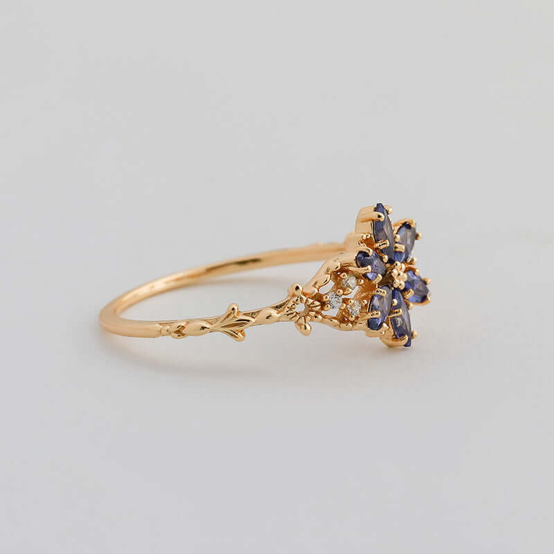 Romantic Moonstone Flower Ring in Gold – Elegant Jewelry for Women | Perfect for Weddings, Anniversaries & Special Occasions | TB2406