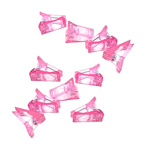 HAHIYO 10Pcs Pink Plastic Nail Tips Clips - Quick Building Poly Gel Nail Forms for UV/LED Builder Clamps | Nail Extension Clips for DIY Nail Art, Manicure, Salon & Home Use | Perfect for Gel Extensions, Acrylic Nails & Professional Nail Designs