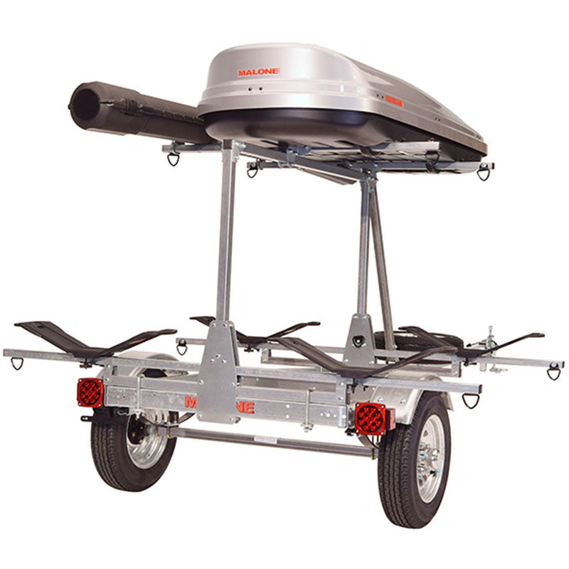 Malone MicroSport LowBed 2 Boat MegaWing Kayak Trailer Package with 2nd Tier - Heavy Duty Watercraft Carrier for Kayaks & Canoes - Perfect for Outdoor Adventures & Lakeside Camping