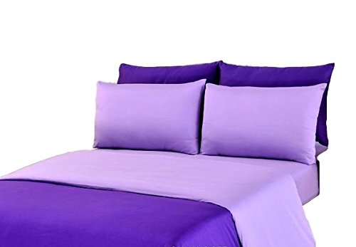 Tache 6-Piece 100% Cotton Solid Purple Lavender Dream Reversible Duvet Cover Set, California King Size | Soft & Breathable Bedding for Master Bedroom, Guest Room & Dorm Decor