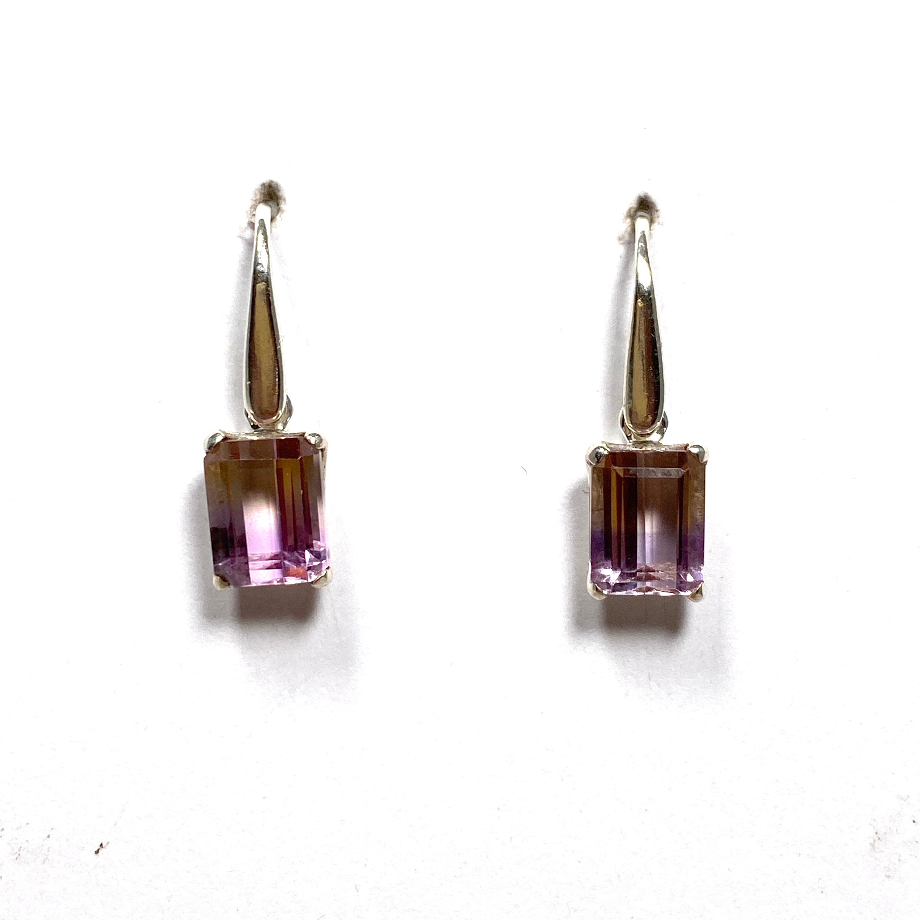 Stunning Ametrine Emerald Cut Faceted Earrings PEGJ163 - Perfect for Weddings, Parties & Special Occasions