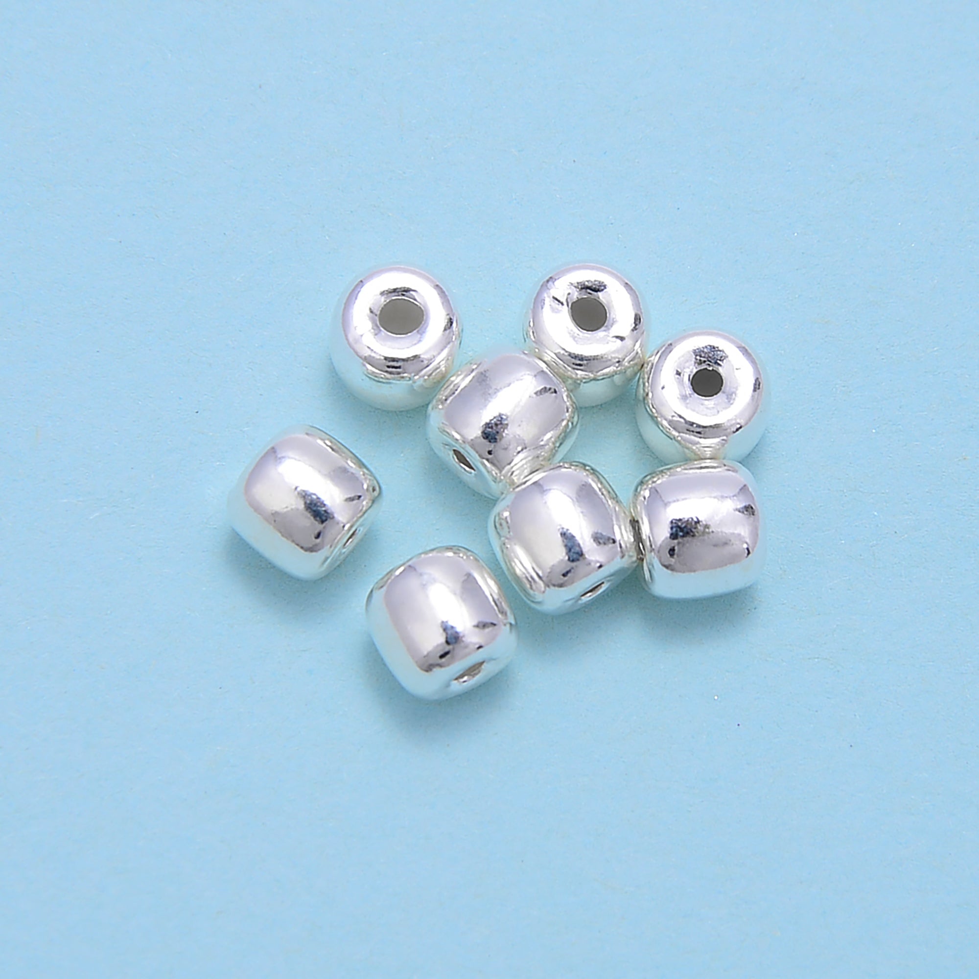 925 Sterling Silver Barrel Beads 5x6mm - 5 Pieces Per Bag - Perfect for Jewelry Making, DIY Bracelets & Necklaces - High Quality Craft Beads for Beading Projects