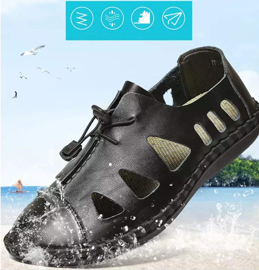 Men's Breathable Leather Hiking Sandals - Lightweight Water Shoes for Summer Outdoor Activities, Fishing & Beach Walking
