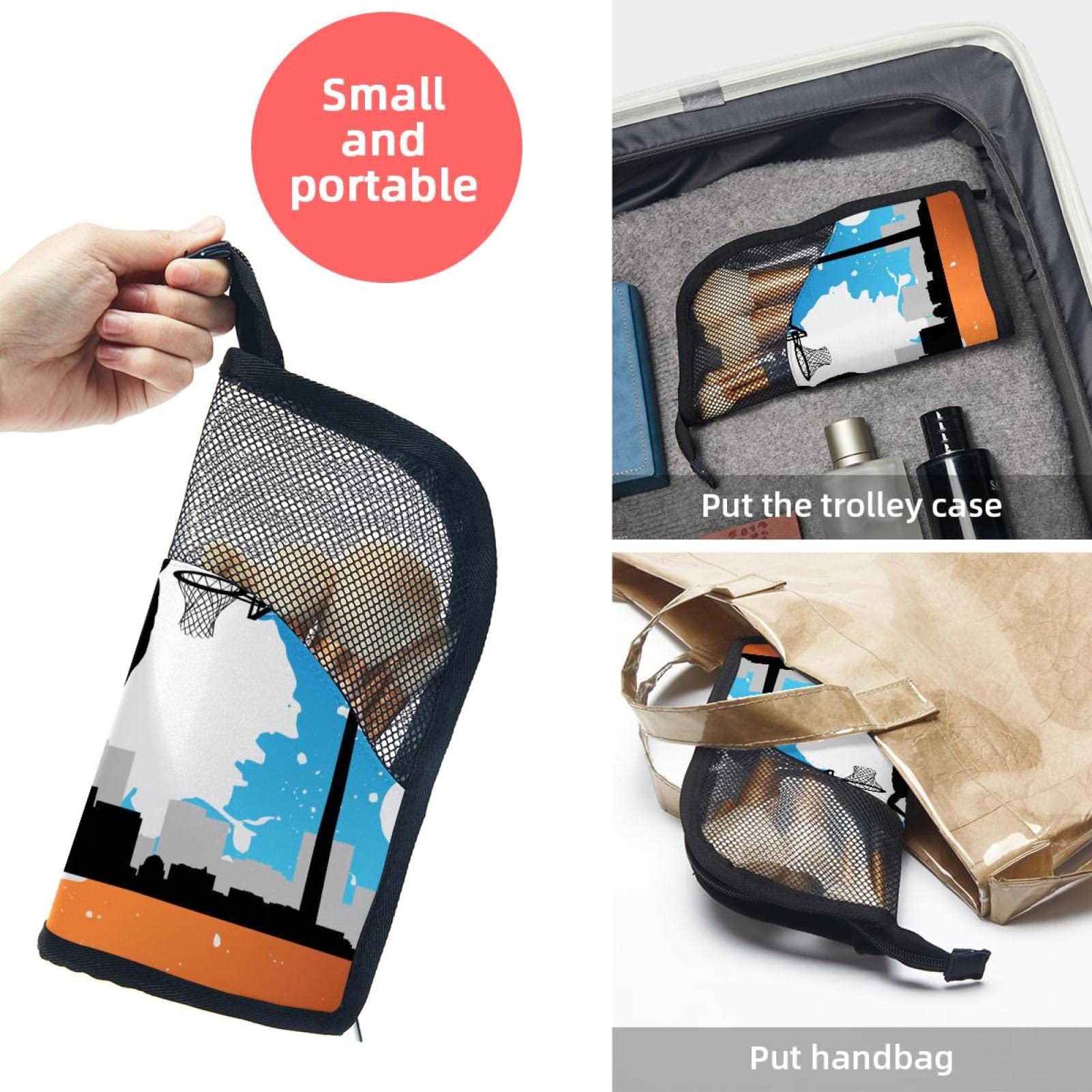 Portable Makeup Brush Organizer Bag with 12 Slots - Basketball Player Doodle Design - Travel-Friendly Cosmetic Brush Holder Case for Makeup Artists & Beauty Enthusiasts - Perfect for Home, Travel & Professional Use
